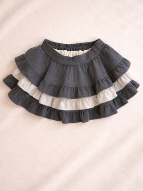 Gray Layered Ruffle Mini Skirt | Puffy Cake Skirt | Elastic Waist
